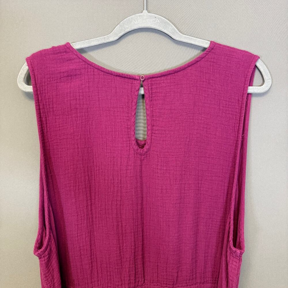 Pact Purple gauze maxi dress - organic cotton tiered sleeveless magenta size XXL - Picture 7 of 9